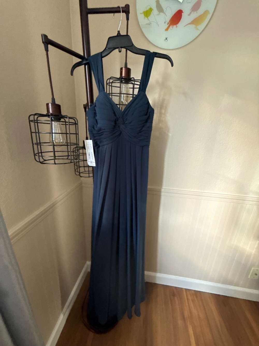 Azazie Navy Blue Dress- off shoulder sleeves NWT